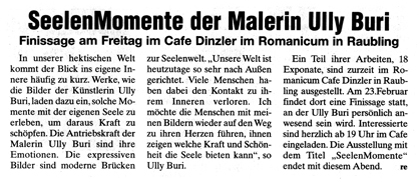 Pressemitteilung zu einer Ausstellung von Ully Buri in Rosenheim
